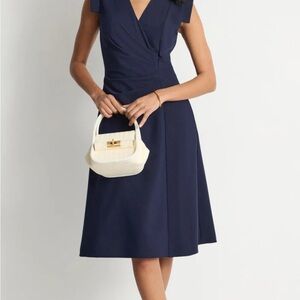 Blue Sleeveless Wrap Midi Dress